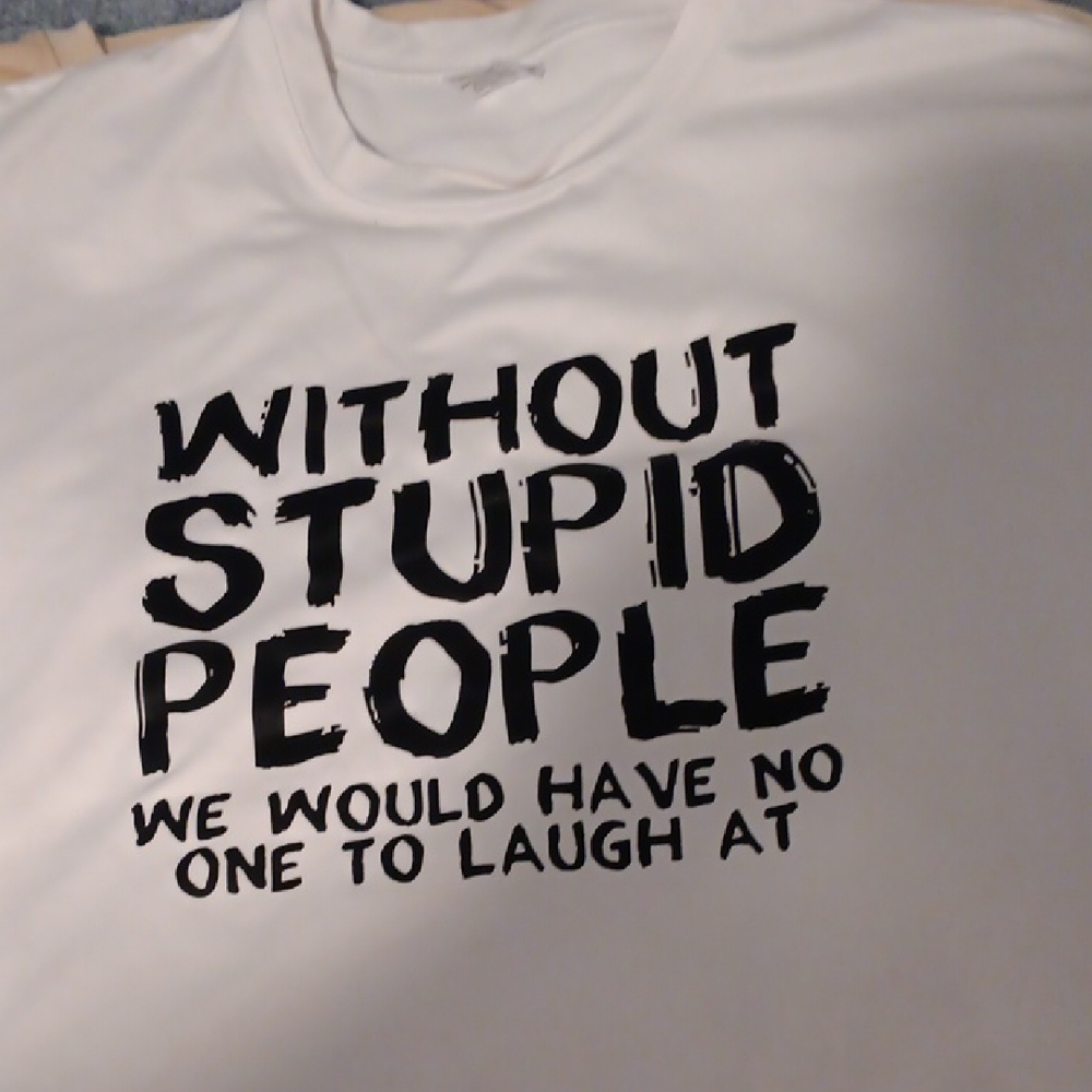 White Graphic Men's T‑Shirt with Bold Black Slogan